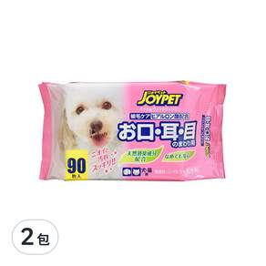 JOYPET 寵倍家 眼耳口周圍濕紙巾 玻尿酸+無味無酒精配方 犬貓用 20*12.8cm, 90張, 2包