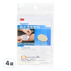 3M 防水透氣敷料 中小傷口專用, 6片, 4袋