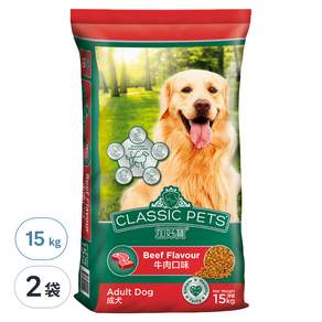 CLASSIC PETS 加好寶 成犬/中大型犬專用 乾狗糧, 牛肉口味, 15kg, 2袋