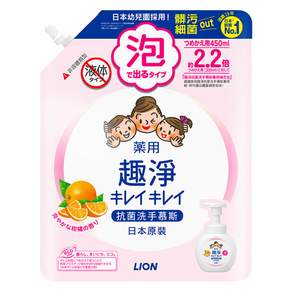 LION 獅王 趣淨 洗手慕斯補充包 清爽柑橘, 450ml, 1包