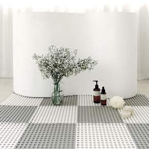 Comet Home 浴室拼圖墊, 16片, 白色+灰色