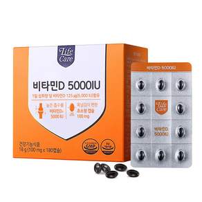 Life Care 維他命D軟膠囊 5000IU 18g, 180顆, 1盒