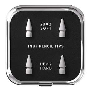 INUF Apple Pencil1/2代通用軟筆尖套 2入+硬筆尖套 2入組, 1套, 單色