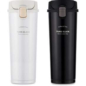 TUMS Black系列不鏽鋼保溫瓶, 白色+黑色, 500ml, 2入