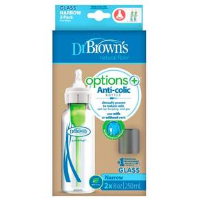 DrBrown's 防脹氣OPTIONS+玻璃標準兩用奶瓶, 250ml, 2入, 1組