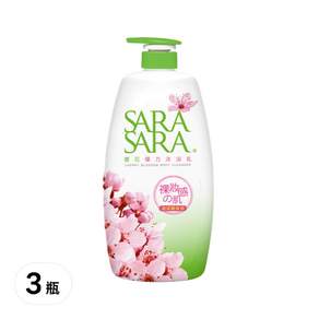 SARA SARA 莎啦莎啦 沐浴乳 櫻花彈力, 1kg, 3瓶