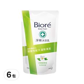 Biore 蜜妮 淨嫩沐浴乳補充包 抗菌溫和型 純淨茉莉香, 700g, 6包