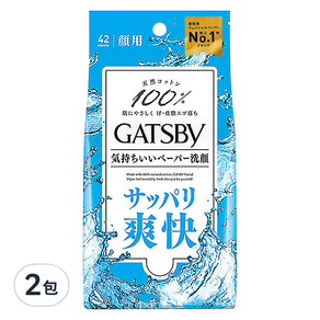 GATSBy 涼感濕紙巾 涼爽型, 42張, 2包