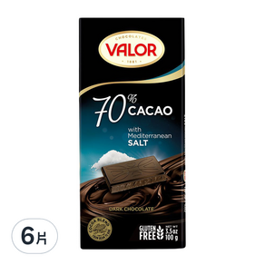 西班牙 VALOR 70%海鹽黑巧克力片, 100g, 6片