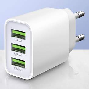 Home Planet 3孔USB充電器適配器 18W, 白色