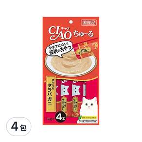 CIAO 啾嚕肉泥 4入, 鮪魚+帝王蟹, 56g, 4包