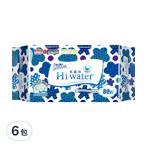 康乃馨 Hi-water水濕巾, 80張, 6包