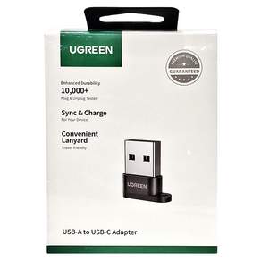 UGREEN 綠聯 USB A公轉Type-C母 鋁殼帶掛繩 黑色 迷你版, 1盒