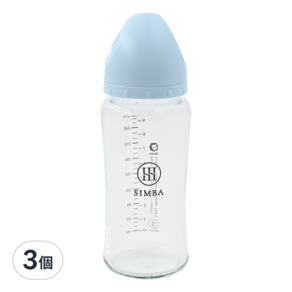 Simba 小獅王辛巴 蘊蜜質金玻璃寬口防脹氣奶瓶 新生專用, 晨藍色, 270ml, 3個