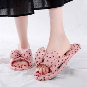 Of Maison 三重墊草莓緞帶棉拖鞋, 粉色, 1個