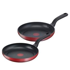 Tefal 法國特福 IH爐適用平底鍋 2入, 紅色, 平底鍋24cm+平底鍋28cm