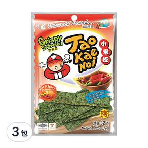 TAO KAE NOI 小老板 厚片海苔 辣香味, 32g, 3包