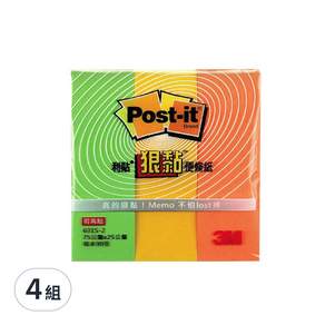 3M Post-it 利貼 狠黏便條紙 631S-2 每本90張, 4組