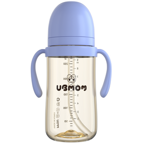 UBMOM PPSU材質 防漏雙耳吸管學習杯, 薰衣草紫, 280ml, 1個