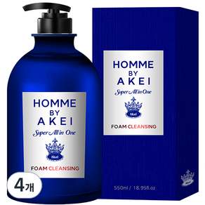 AKei. 男士Super泡沫洗面乳多合一 感性費洛蒙香, 550ml, 4個