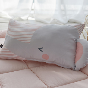 shez Home BongBong系列 超細纖維動物造型枕頭套 含枕芯, 粉色條紋大象款