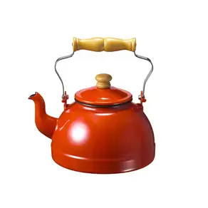 月兔印 原木柄琺瑯茶壺, 熱情紅, 2.2L, 1個