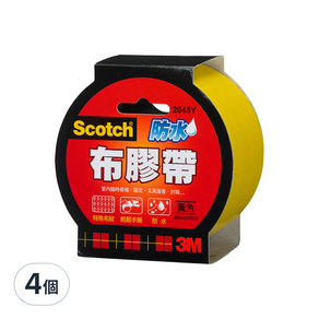 3M Scotch 強力防水膠帶 ＃2048, 黃色, 4個