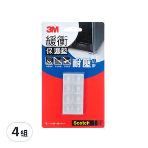 3M Scotch 緩衝保護墊 方形 透明, 4組