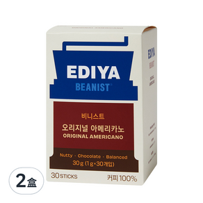 EDIYA COFFEE Beanist 經典美式即溶咖啡, 1g, 30條, 2盒