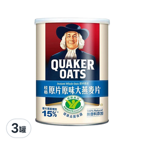 QUAKER 桂格 原片原味大燕麥片, 800g, 3罐