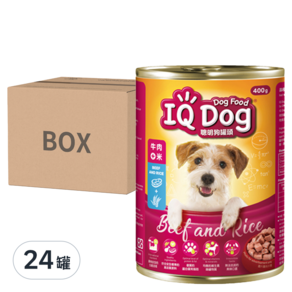 IQ Dog 聰明狗 成犬罐頭, 牛肉 + 米口味, 400g, 24罐