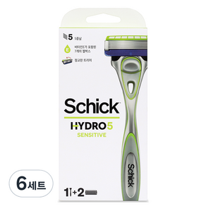 Schick 舒適牌 Hydro5原創敏感刮鬍刀 柄+替換刀片 2入組, 6組