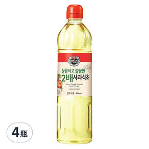 CJ BEKSUL 白雪 純淨2倍濃蘋果醋, 900ml, 4瓶