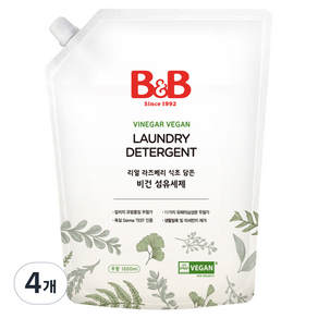 B&B 嬰兒純素織物柔軟精補充裝, 1.5L, 4個