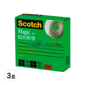 3M Scotch 隱型膠帶 #810 19mm*32.9m, 3盒