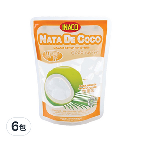 INACO Nata De Coco Mango 芒果椰果, 360ml, 6包