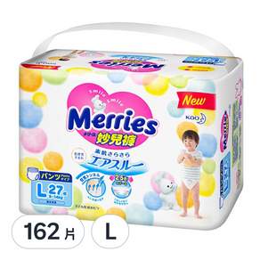 Merries 妙而舒 妙兒褲/尿布, L, 162片