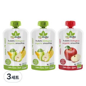 Bioitalia 孩童果昔 3包 360g, 3組, 混合口味(梨子/香蕉)、蘋果口味