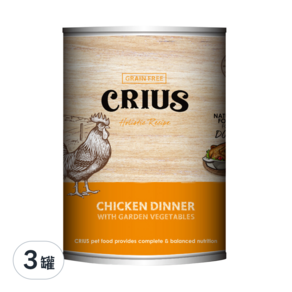 CRIUS 克瑞斯 無榖犬用主食餐罐, 放養雞, 375g, 3罐