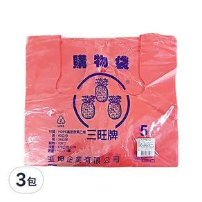 橘之屋 塑膠背心袋 5斤 60*34cm, 10入, 3包