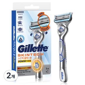 Gillette 吉列 2024 Skin Tech Power Handle刮鬍刀, 2個, 1入