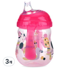 Nuby Click It 可愛吸嘴杯 270ml, 粉色, 3個