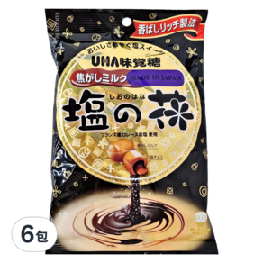 UHA 味覺糖 鹽之花 可可夾心糖, 78g, 6包