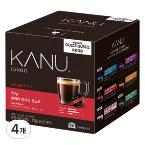 KANU 絲絨中度烘焙膠囊咖啡 Dolce Gusto咖啡機適用, 16顆, 7g, 4盒