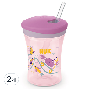 NUK 活動吸管杯 230ml, 2個, 紫色