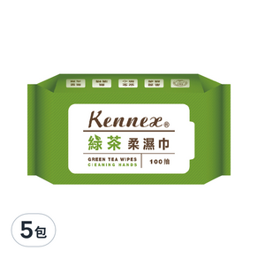 KENNEX 肯尼士 綠茶柔濕巾, 100張, 5包