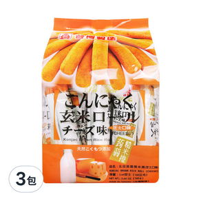 北田 蒟蒻糙米捲 芝士口味, 160g, 3袋