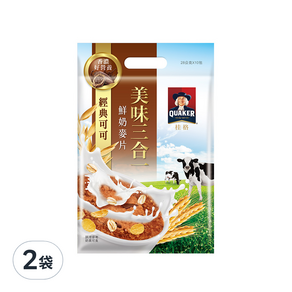 QUAKER 桂格 經典可可3合1麥片, 280g, 2袋