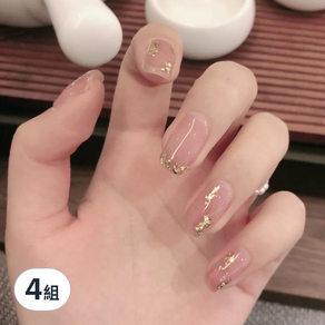 Market GamSung Nail Art 指甲貼, No.17 裸色金箔, 4組