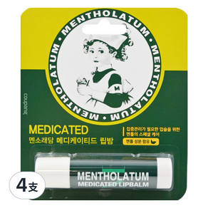 MENTHOLATUM 曼秀雷敦 薄荷修護潤唇膏, Natural Menthol, 4支